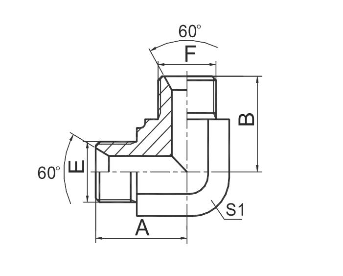 1B9  90°彎 英管外螺紋60°內錐